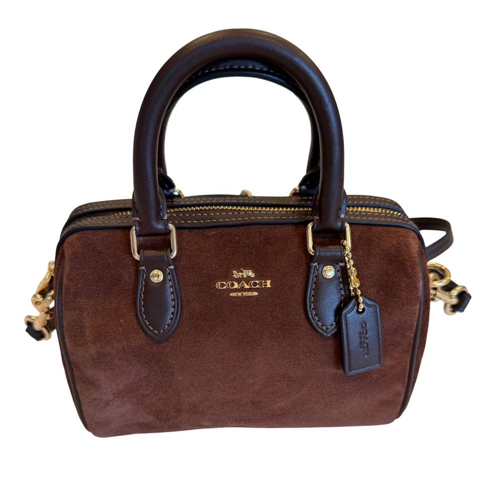 Coach Chocolate Brown Suede Barrel Bag Fall Crossbody Shoulder Purse